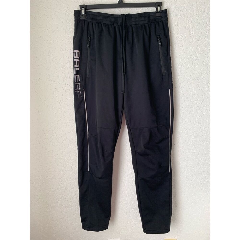 Baleaf Men’s Black Bike Cycling Pants Elastic Waist Pockets/Zip Logo Size L